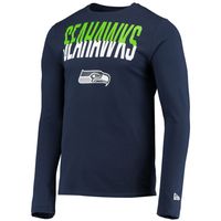 Men's New Era College Navy Seattle Seahawks Combine Authentic Split Line Long Sleeve T-Shirt