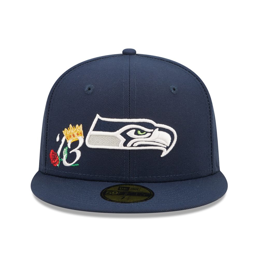 Men's New Era College Navy Seattle Seahawks Crown Super Bowl XLVIII Champions 59FIFTY Fitted Hat