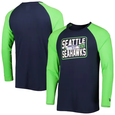 Seattle Seahawks New Era Current Raglan Long Sleeve T-Shirt - College Navy