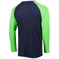 Men's New Era College Navy Seattle Seahawks Current Raglan Long Sleeve T-Shirt