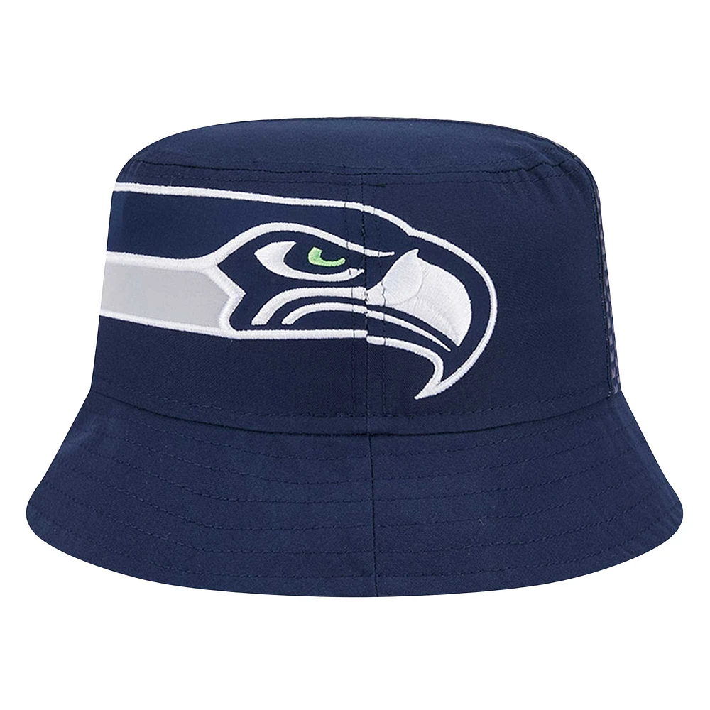 Chapeau bob bleu marine pour homme New Era avec logo des Seattle Seahawks