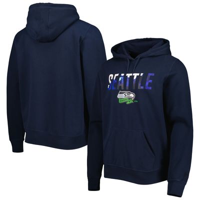 Men's New Era College Navy Seattle Seahawks Ink Dye Pullover Hoodie