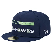 Casquette ajustée Ransom 59FIFTY pour homme New Era College Navy Seattle Seahawks