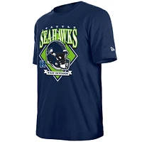 T-shirt à logo de l'équipe Seattle Seahawks New Era College Navy pour homme