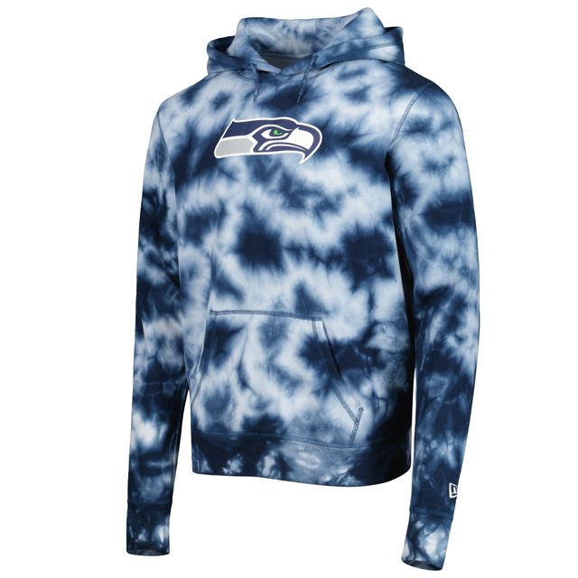 Sweat à capuche tie-dye pour homme Seattle Seahawks Team New Era College bleu marine