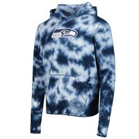 Men's New Era College Navy Seattle Seahawks Team Tie-Dye Pullover Hoodie