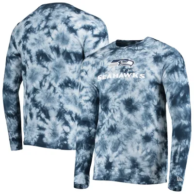Seattle Seahawks New Era Tie-Dye Long Sleeve T-Shirt - College Navy