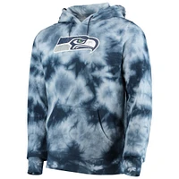 Men's New Era College Navy Seattle Seahawks Tie-Dye Pullover Hoodie