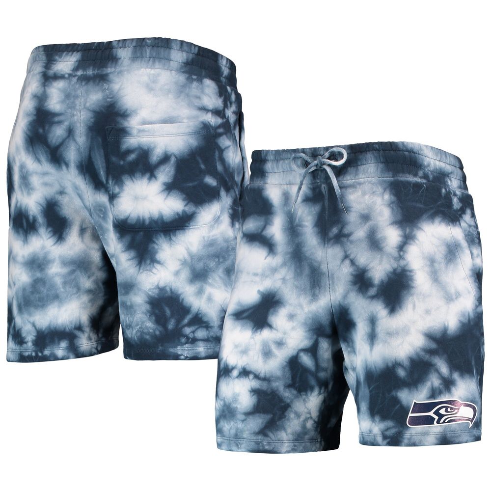 Men's New Era College Navy Seattle Seahawks Tie-Dye Shorts