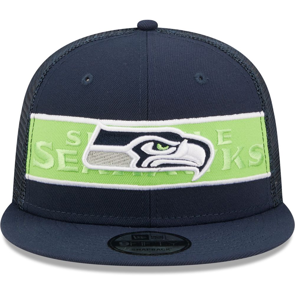 Men's New Era College Navy Seattle Seahawks Heritage Series Band Trucker  9FIFTY Snapback Hat