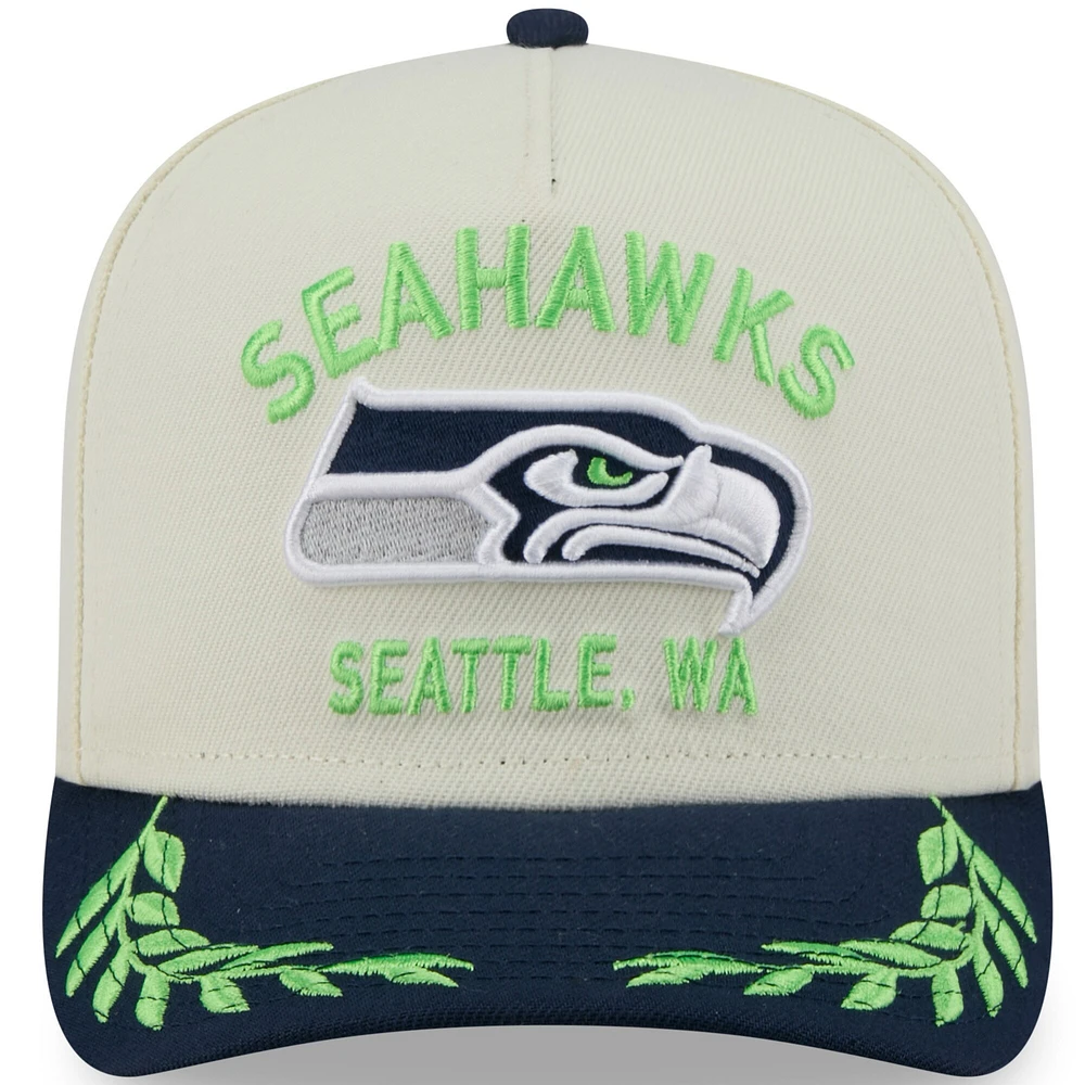 Casquette snapback 9FIFTY A-Frame pour homme New Era, crème/bleu marine universitaire, Seattle Seahawks, draft NFL 2025