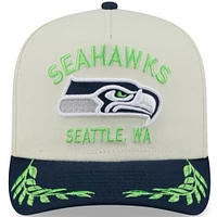 Casquette snapback 9FIFTY A-Frame pour homme New Era, crème/bleu marine universitaire, Seattle Seahawks, draft NFL 2025
