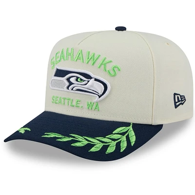 Casquette snapback 9FIFTY A-Frame pour homme New Era, crème/bleu marine universitaire, Seattle Seahawks, draft NFL 2025