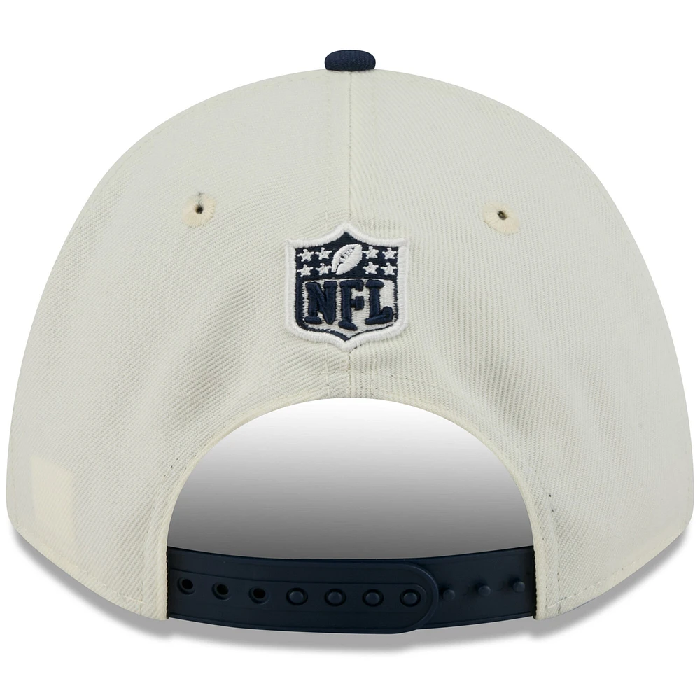 Casquette ajustable New Era 9FORTY A-Frame M-Crown pour homme, couleur crème/bleu marine universitaire, des Seattle Seahawks, draft NFL 2025