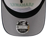 Casquette ajustable New Era 9FORTY A-Frame M-Crown pour homme, couleur crème/bleu marine universitaire, des Seattle Seahawks, draft NFL 2025