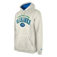 Men's New Era Cream Seattle Seahawks Historic 3rd Down Pullover Hoodie