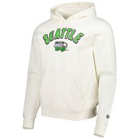 Men's New Era Cream Seattle Seahawks Sideline Chrome Pullover Hoodie