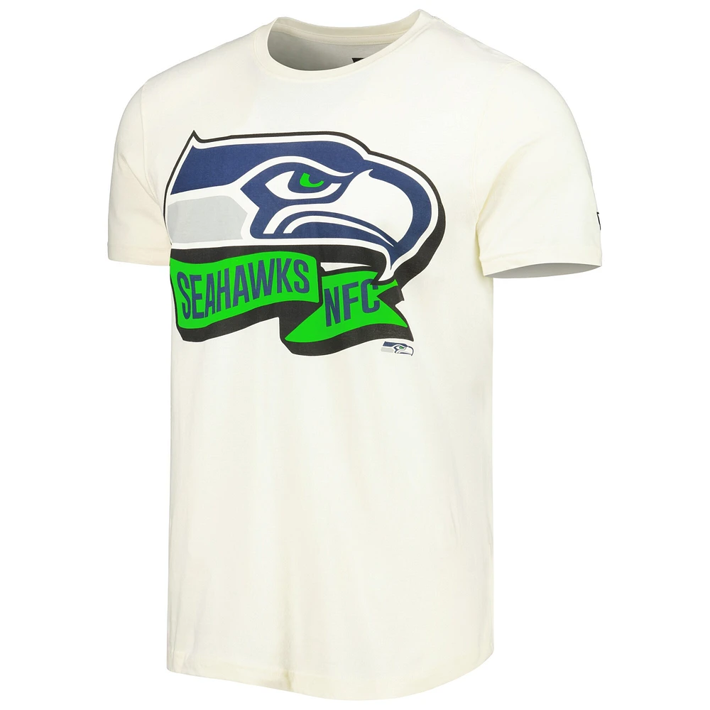 Men's New Era Cream Seattle Seahawks Sideline Chrome T-Shirt