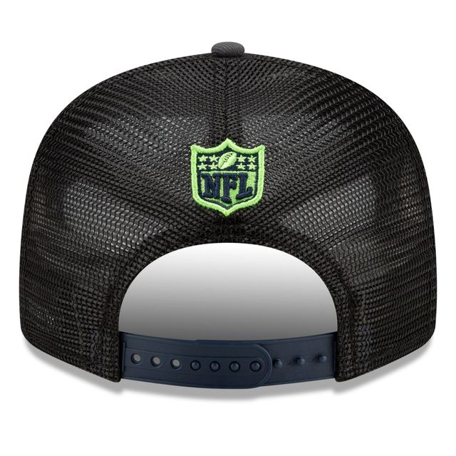 Youth New Era College Navy Seattle Seahawks Main Trucker 9FIFTY Snapback Hat