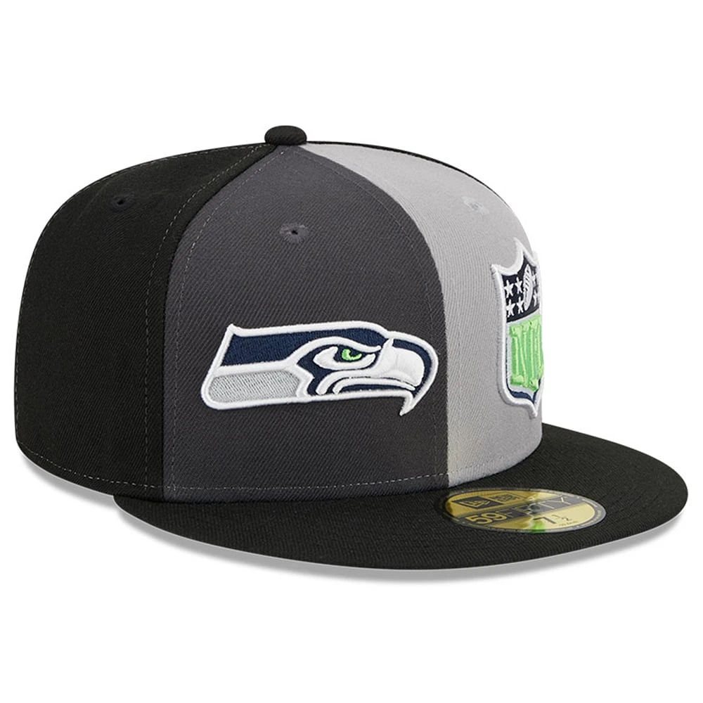 Casquette ajustée 59FIFTY pour homme Seattle Seahawks 2023 Sideline New Era grise/noire