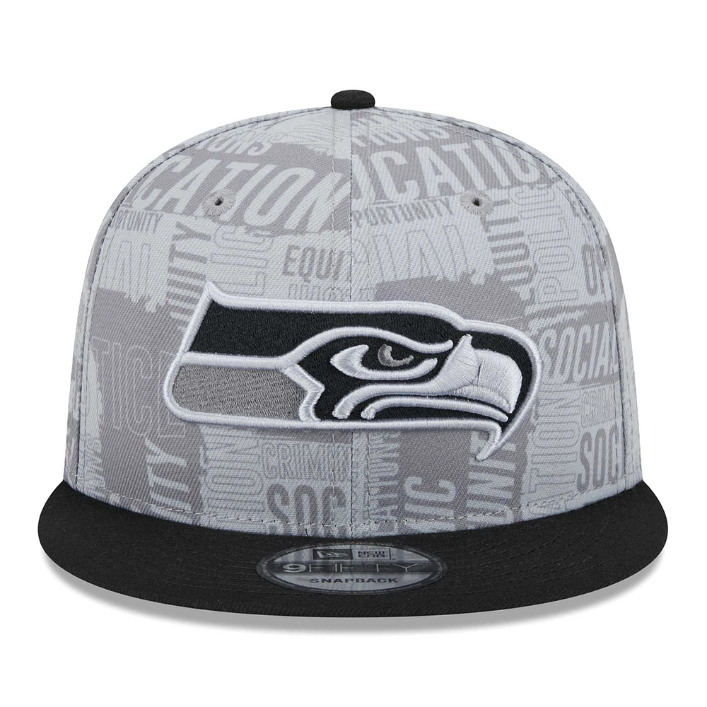 Casquette Snapback 9FIFTY Seattle Seahawks Inspire Change New Era pour hommes, gris/noir