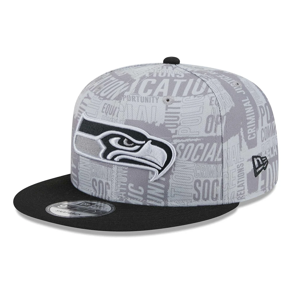 Casquette Snapback 9FIFTY Seattle Seahawks Inspire Change New Era pour hommes, gris/noir