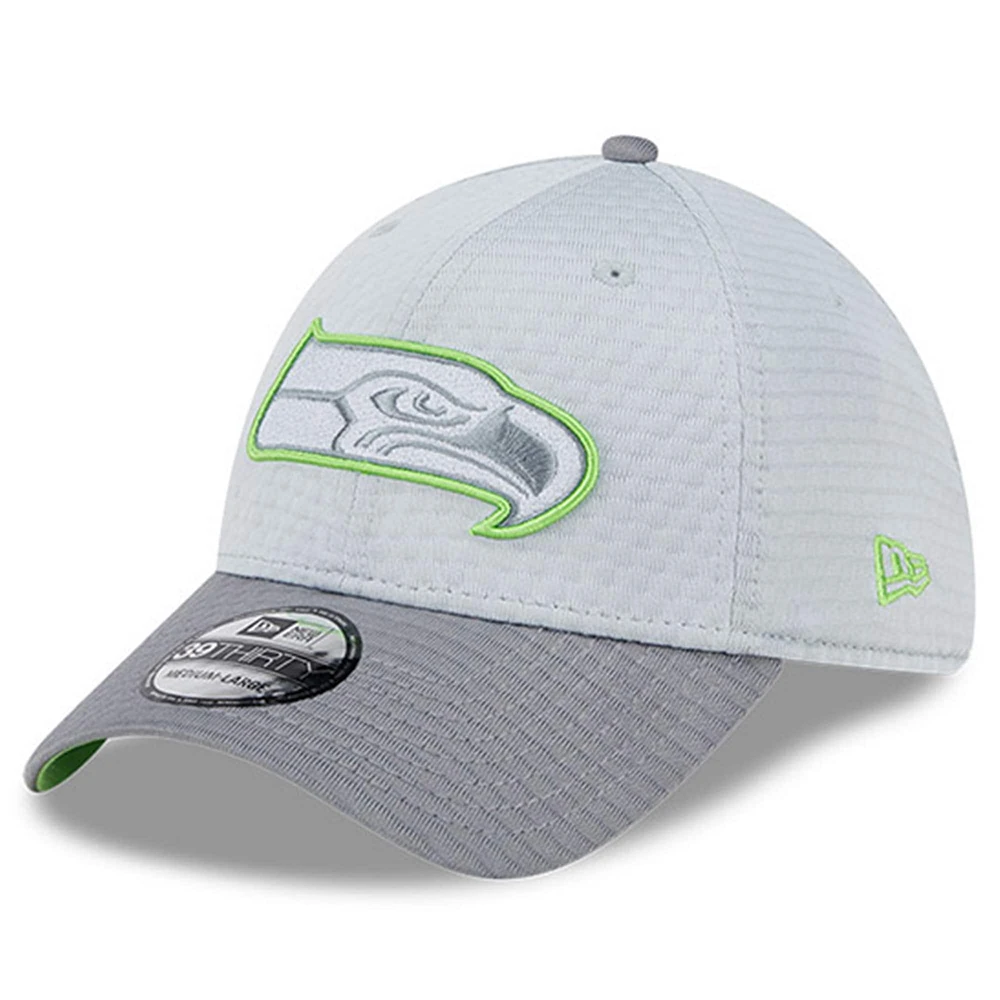 Casquette flexible 39THIRTY pour homme des Seattle Seahawks 2024 NFL Training Camp New Era, grise