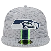 Casquette ajustée 59FIFTY Seattle Seahawks 2024 Sideline New Era pour homme, grise