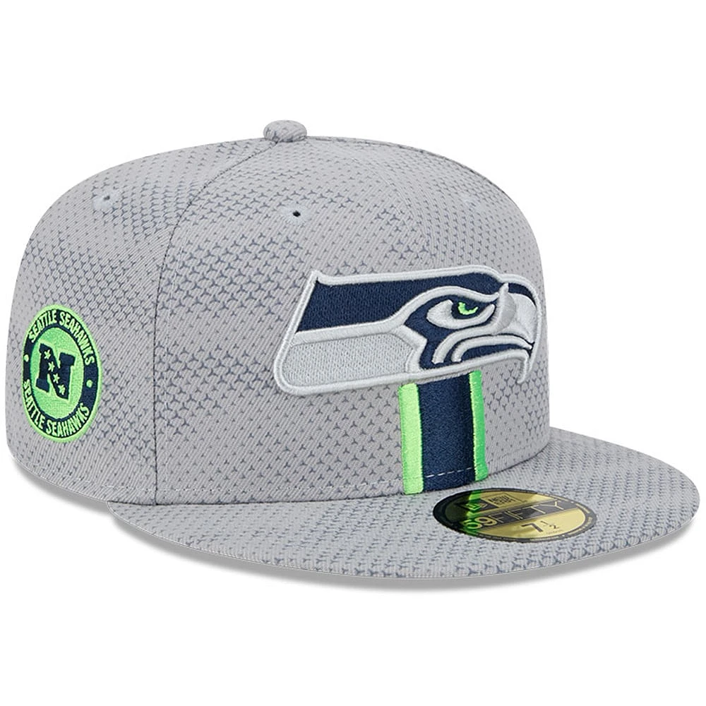 Men's New Era Gray Seattle Seahawks 2024 Sideline 59FIFTY Fitted Hat