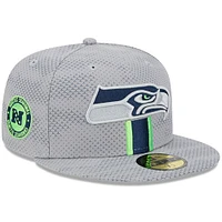 Casquette ajustée 59FIFTY Seattle Seahawks 2024 Sideline New Era pour homme, grise