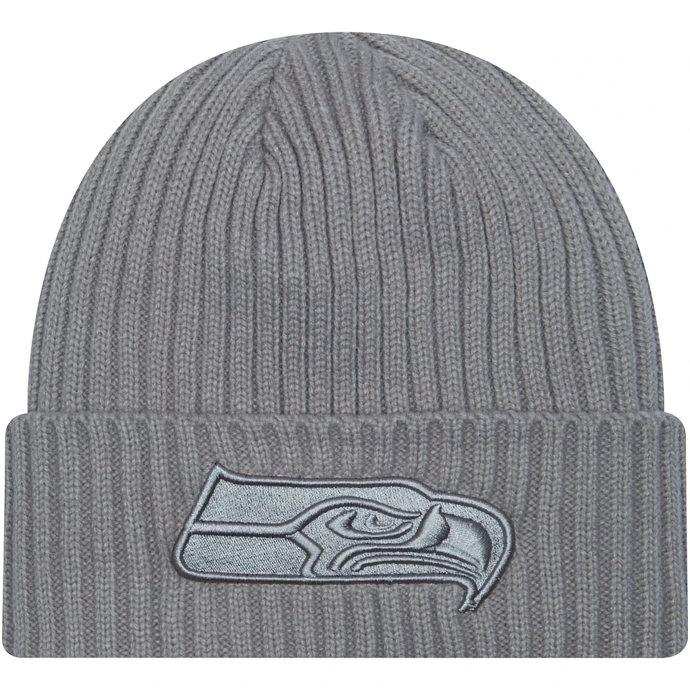 Bonnet en tricot à revers gris Seattle Seahawks Color Pack New Era pour hommes