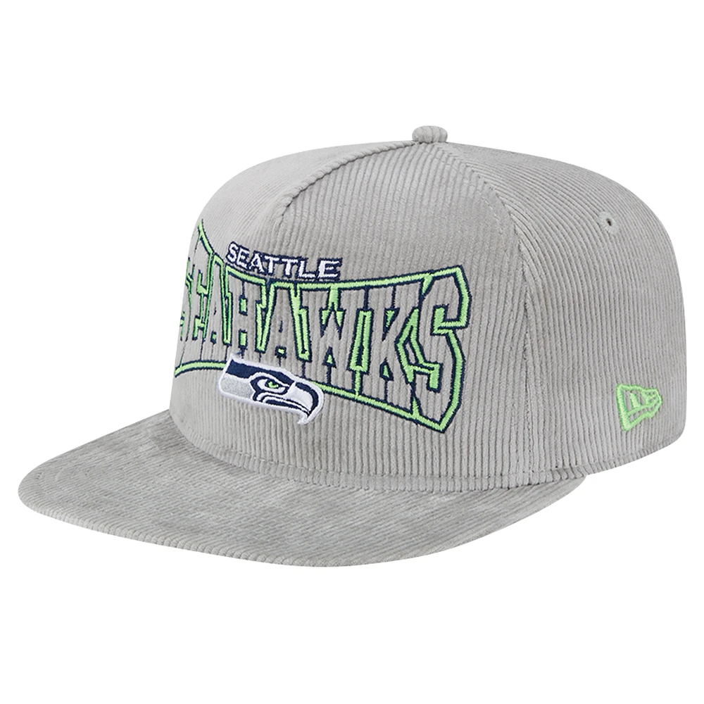 Casquette de golf ajustable en velours côtelé gris Seattle Seahawks New Era pour homme