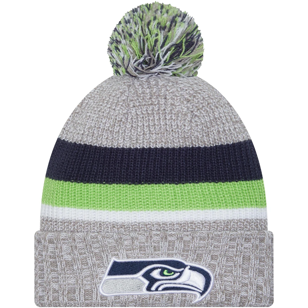 Men's New Era Heather Gray Seattle Seahawks Cuffed Knit Hat with Pom