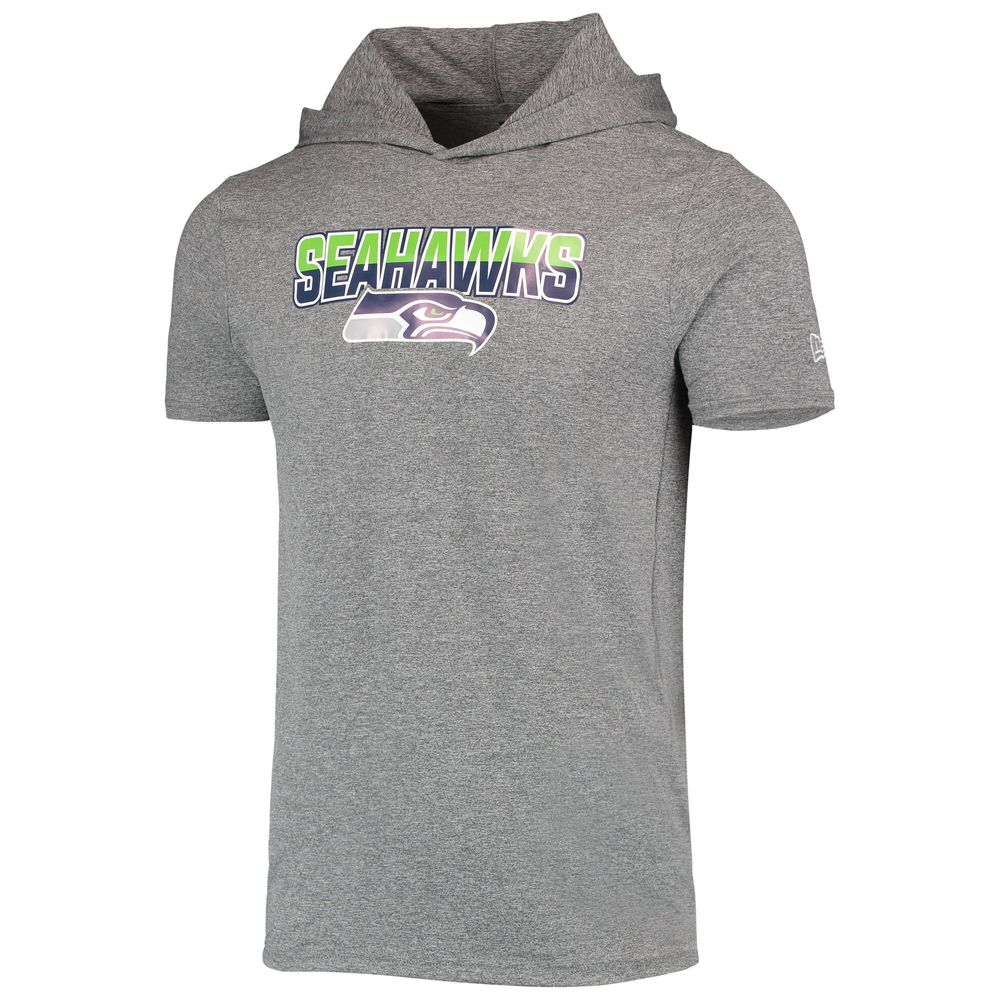 Men's New Era Heathered Gray Seattle Seahawks Team Brushed Hoodie T-Shirt