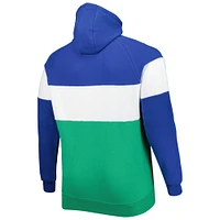 Men's New Era Kelly Green Seattle Seahawks Big & Tall Throwback Colorblock Raglan Pullover Hoodie