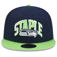 Men's New Era Navy/Neon Green Seattle Seahawks NFL x Staple Collection 9FIFTY Snapback Adjustable Hat