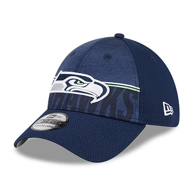 Casquette Flex Fit pour homme New Era Seattle Seahawks 2023 NFL Training Camp 39THIRTY bleu marine