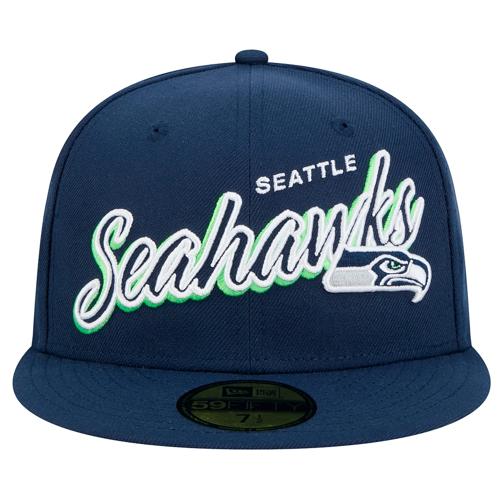 Casquette ajustée 59FIFTY bleu marine Seattle Seahawks pour homme New Era