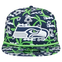 Men's New Era Navy Seattle Seahawks Wakey Wakey Golfer Snapback Hat