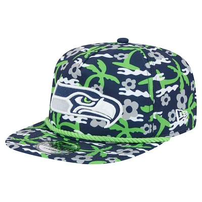 Men's New Era Navy Seattle Seahawks Wakey Wakey Golfer Snapback Hat