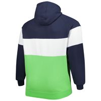 Men's New Era Neon Green/College Navy Seattle Seahawks Big & Tall Current Colorblock Raglan Fleece Pullover Hoodie