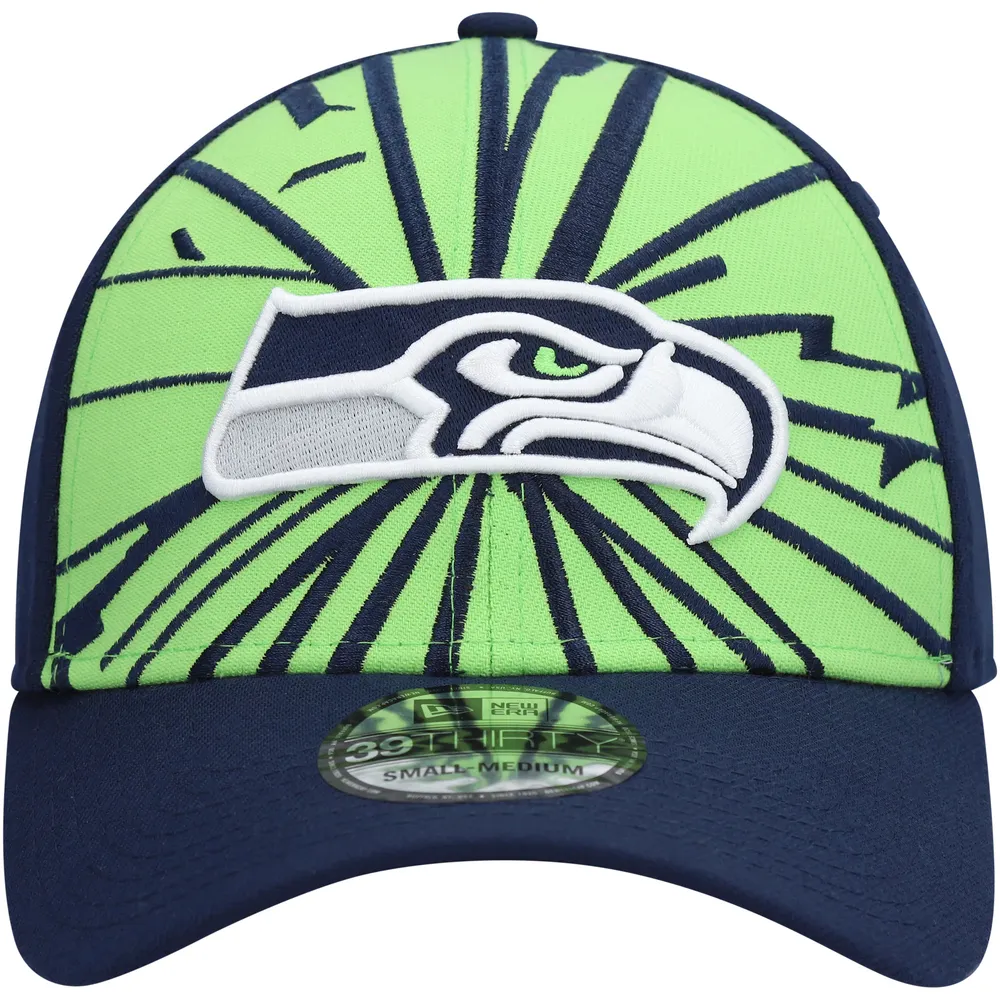 Casquette Flex New Era pour homme Seattle Seahawks Shattered 39THIRTY vert fluo/bleu marine College