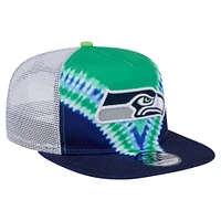 Men's New Era Neon Green/College Navy Seattle Seahawks Throwback Dye Golfer Snapback Hat