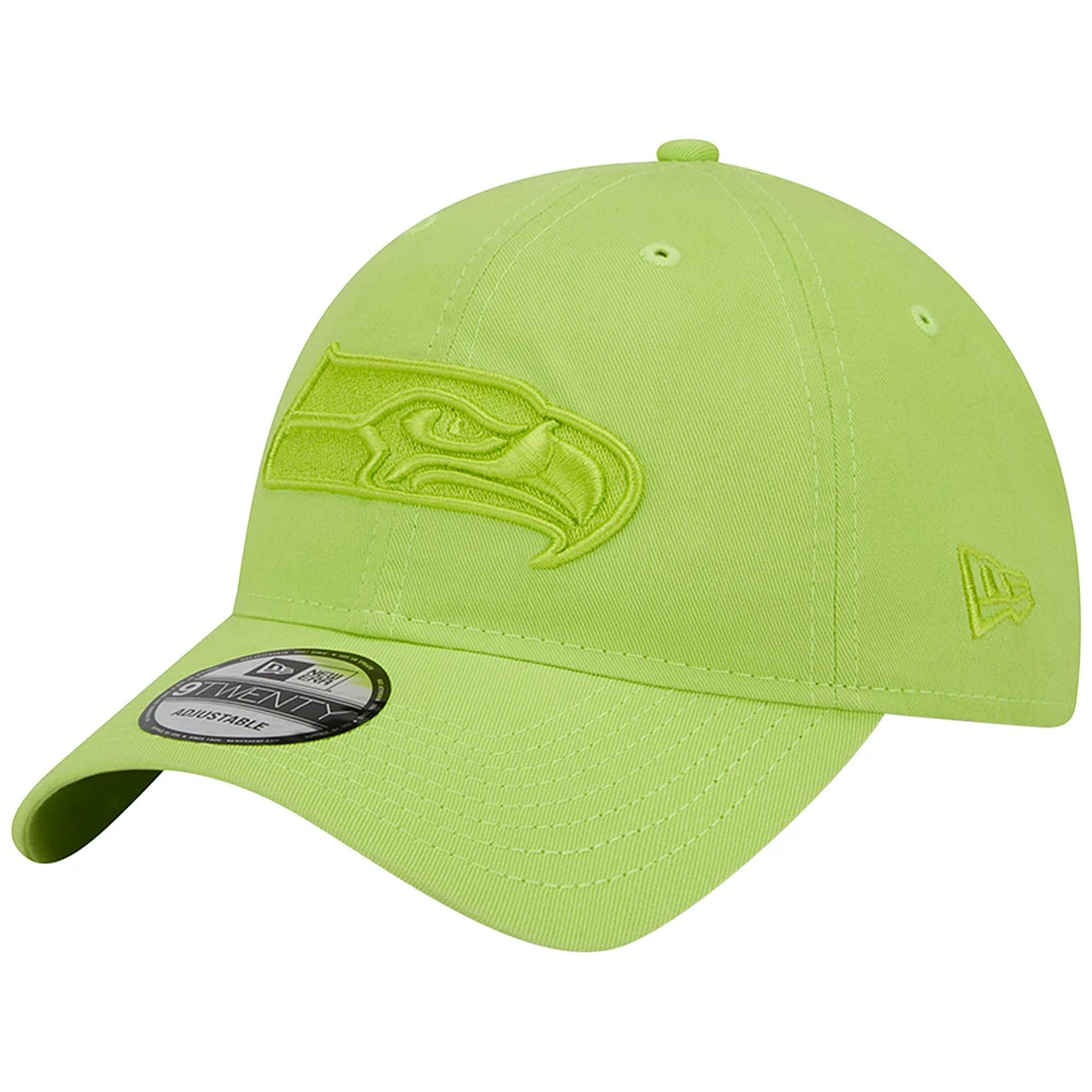 Men's New Era Neon Green Seattle Seahawks Core Classic 2.0 Brights 9TWENTY Adjustable Hat