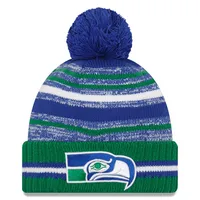 New Era Adult Seahawks Beanie Pom Cuffed on Field Knit Hat 