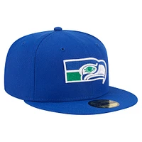 Men's New Era Royal Seattle Seahawks Throwback Main 59FIFTY Fitted Hat