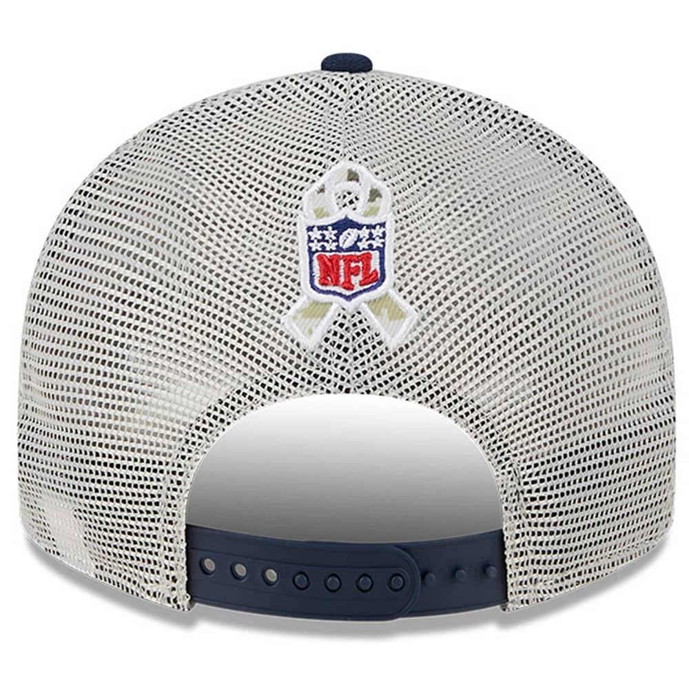 Casquette ajustée 59FIFTY Low Profile 59FIFTY pour hommes New Era Stone/College Navy Seattle Seahawks 2023 Salute To Service