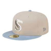 Men's New Era Stone/Light Blue Seattle Seahawks City Originals Lifestyle Two-Tone 59FIFTY Fitted Hat