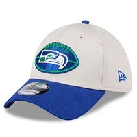 Men's New Era Stone/Royal Seattle Seahawks 2024 Sideline Historic 39THIRTY Flex Hat