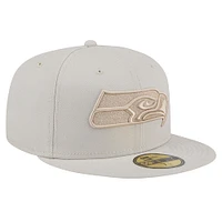 Men's New Era Stone Seattle Seahawks Color Pack 59FIFTY Fitted Hat